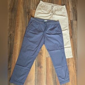 2 LL Bean Cargo Hiking Pants - Beige And Blue Grey